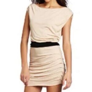 Halston Heritage Off the shoulder Drape Color block Mini dress